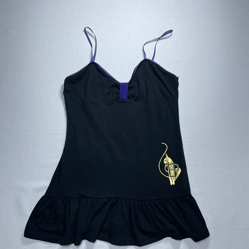 Baby Phat Intimates Chemise Nightgown Large Black Purple Gold Y2K